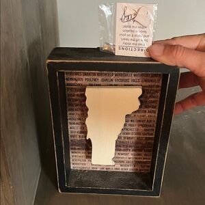 Vermont Silhouette Shadow Box Wall Art - Black Frame, Cream Silhouette